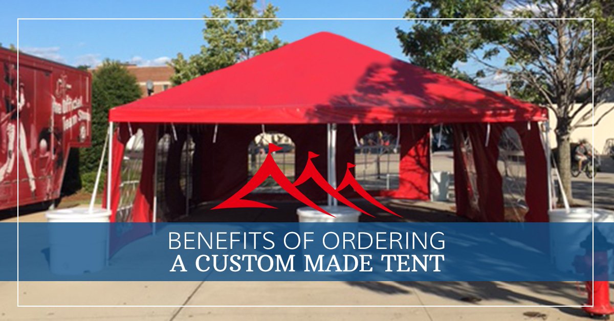 custom frame tent with red tent top