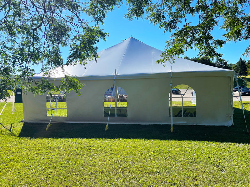 window sidewalls on a pole tent