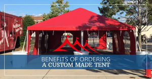 custom frame tent with red tent top
