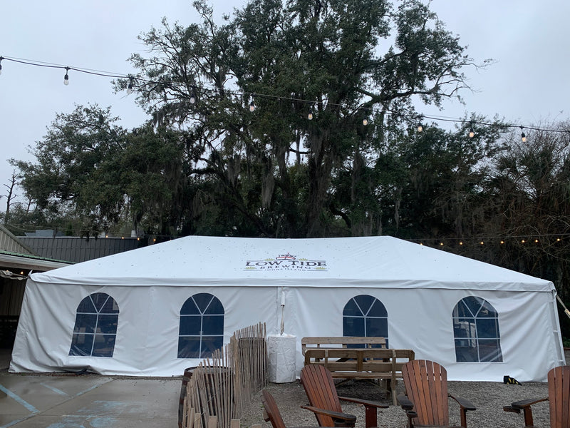 restaurant tent with logo