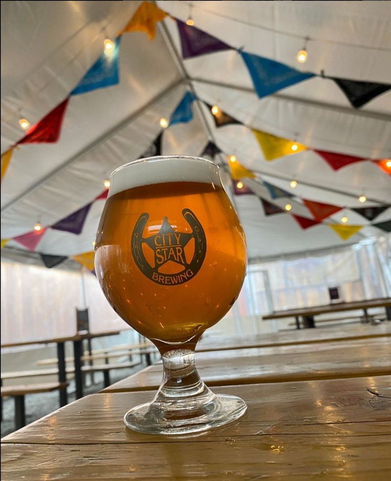 beer tent with decorations