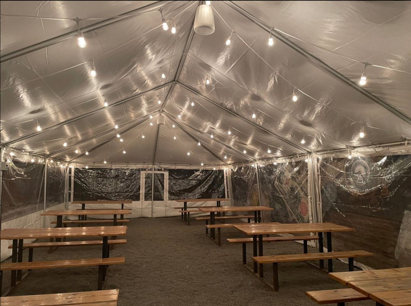  inside a portable tent shed