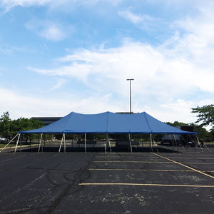 30x60 pole tent with blue tent top