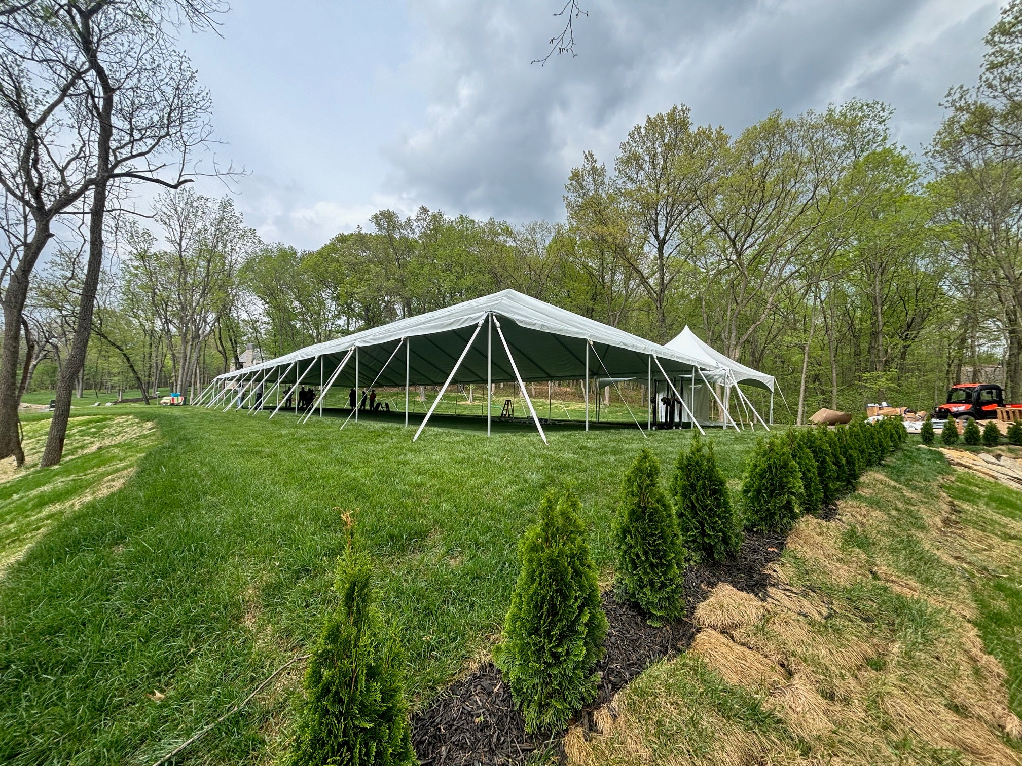 40 x 100 Heavy Duty Commercial Frame Tent Top for Sale | White | American Made | Frame with 7' Legs