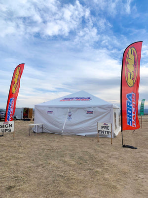 custom frame tent with printed graphics