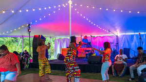 concert tents with guests dancing