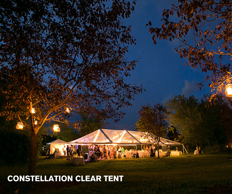 clear top tent at night
