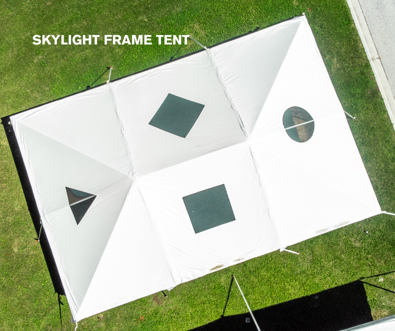 frame tent with skylights