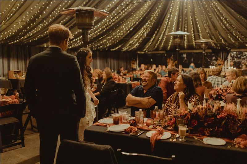 wedding tent at night