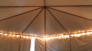 tent frame with string lights