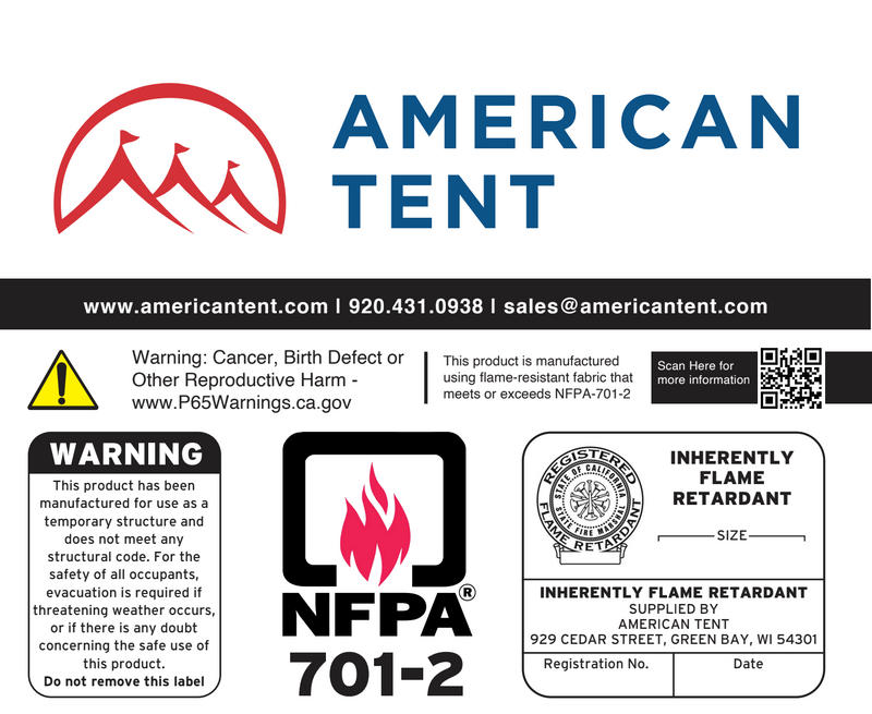 fire retardant tent label
