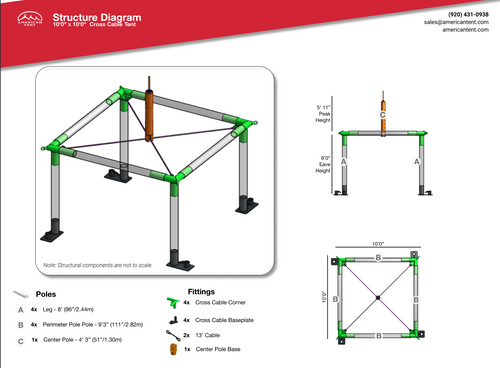 10x10 high peak tent diagram