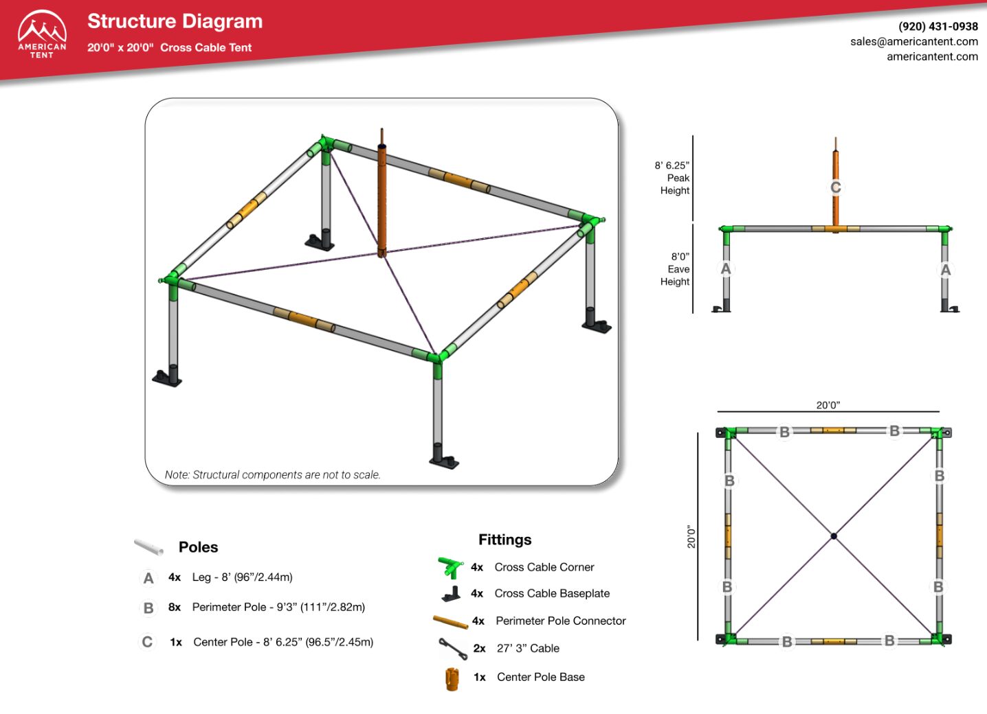 parts of a tent 20x20 Vertex High Peak Tent