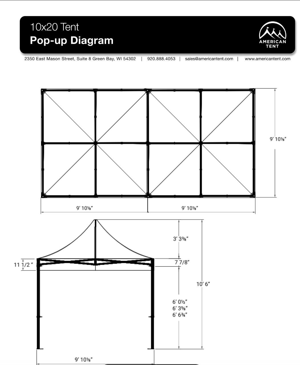 Pop up tent sales size