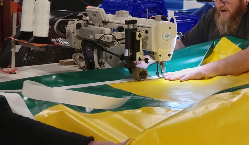 custom green and yellow tent top