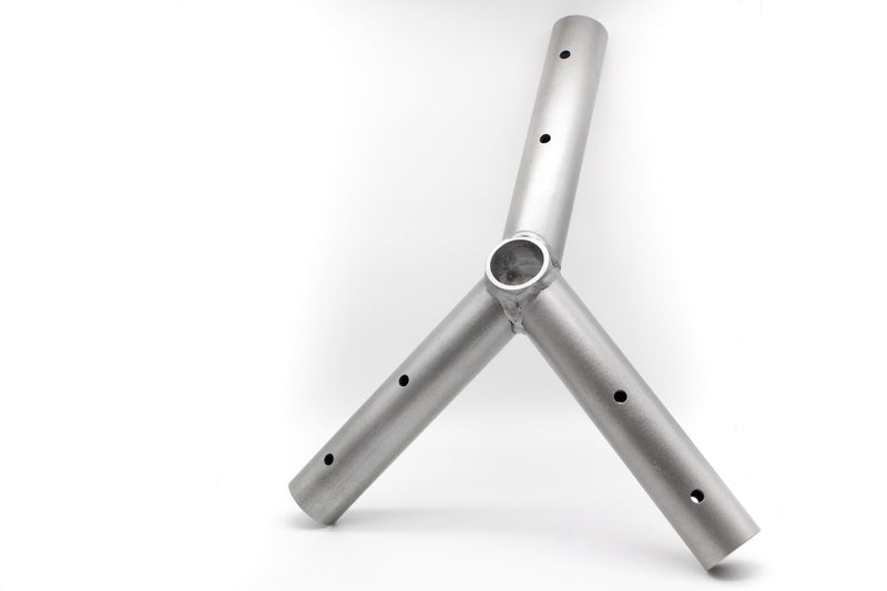 Three Way Crown Fitting for a Polished Rectangular Tent Top