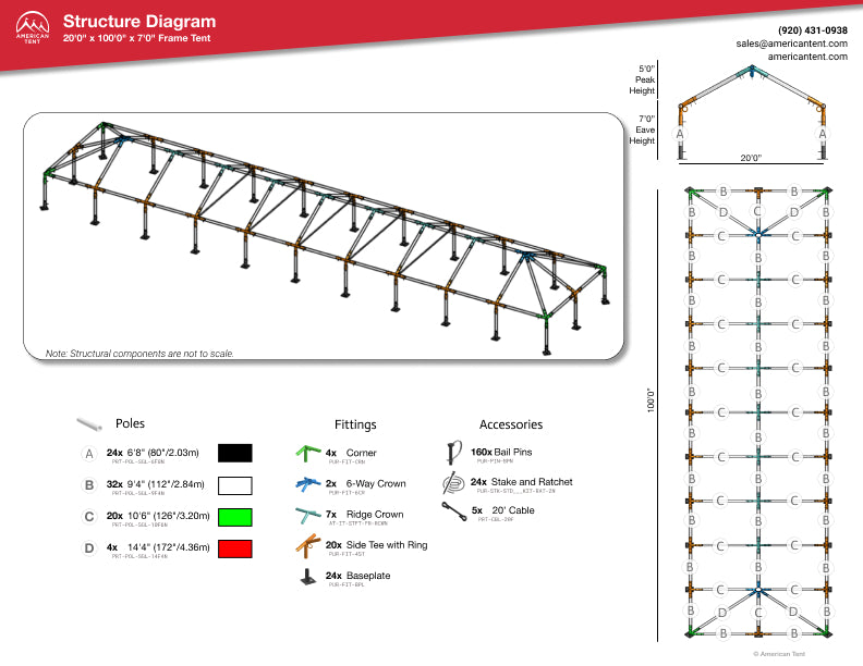 tent structure system 20x100 Clear Top Starlight Frame Tent for Sale | American-Made | Frame Package 7' Legs